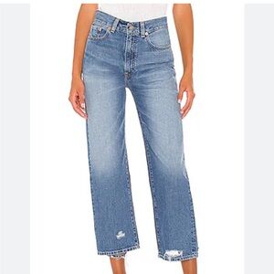 NWT Pierce High Waist Crop Straight Leg Jeans Wythe Indigo Blue 28